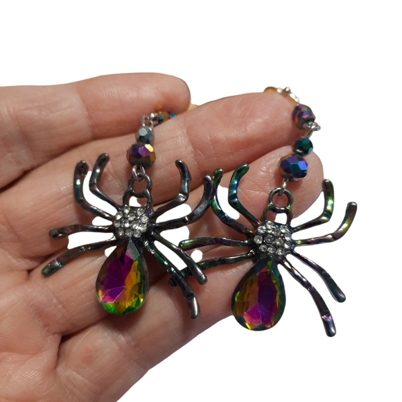 New Iridescent Spider Earrings - Picture 2 of 5